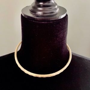 Nantucket Basket Woven Choker Necklace - Bleached Cane and Natural Stave